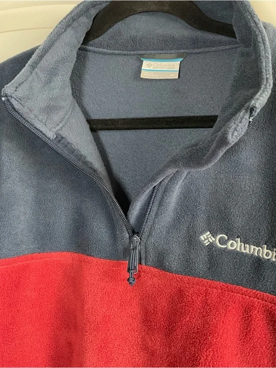 Columbia Men’s Navy and Red Zip-Up Fleece Pullover Size M - Picture 4 of 9